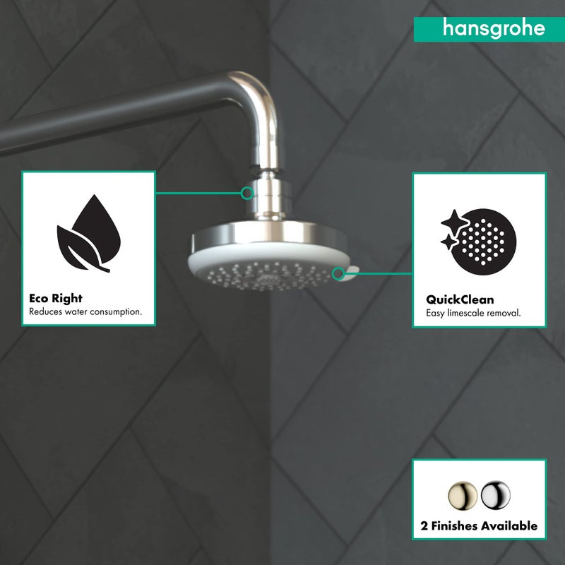 hansgrohe Croma 100 4-inch Showerhead Low Flow Modern 3-Spray Full, Pulsating Massage, Intense Turbo Water Saving with QuickClean in Chrome, 04733000 - Image 3